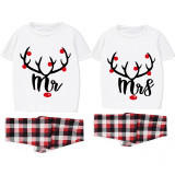 Couple Matching Christmas Pajamas Mr. & Mrs. Antler Loungwear Short Pajamas Set