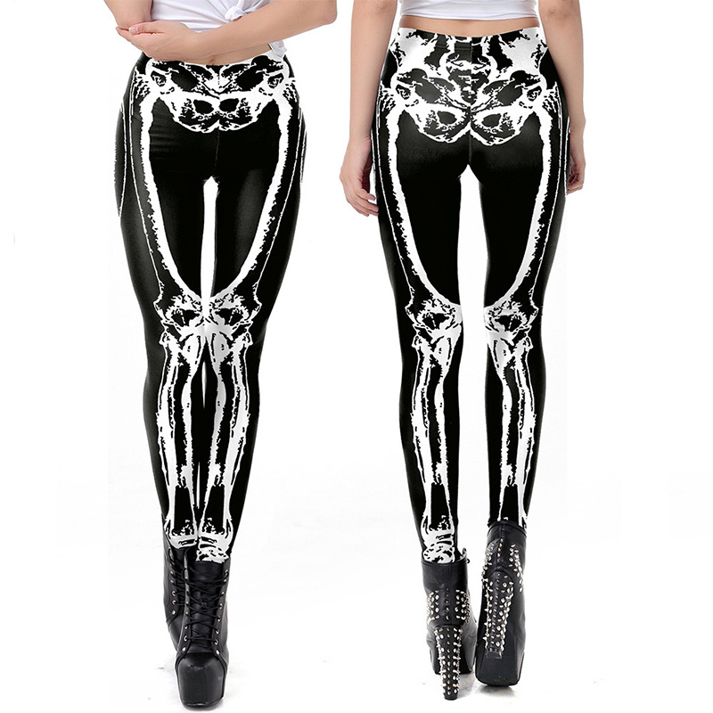 Women 3D Tights Yoga Pants Skeleton Cosplay Halloween Costume