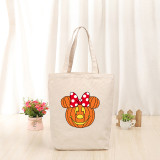 Halloween Eco Friendly Cartoon Cute Jack-o'-lantern Handle Canvas Tote Bag