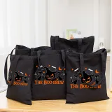 Halloween Eco Friendly The Boo Crew Cat Handle Canvas Bottomless Tote Bag