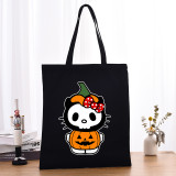 Halloween Eco Friendly Cartoon Pumpkin Cat Handle Canvas Bottomless Tote Bag