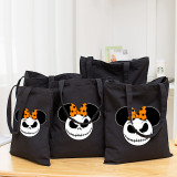 Halloween Eco Friendly Cartoon Cute The Nightmare Before Christmas Handle Canvas Bottomless Tote Bag