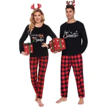 Couple Matching Christmas Pajamas I Put Gingerbread Man For Santa Loungwear Black Pajamas Set