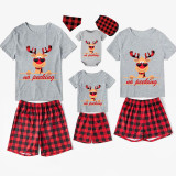Christmas Matching Family Pajamas Funny No Peeking Deer Short Pajamas Set