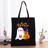 Halloween Eco Friendly BOO Pumpkins Ghost Handle Canvas Bottomless Tote Bag