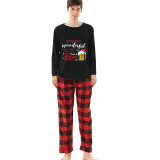Couple Matching Christmas Pajamas It's The Wonderful Time Loungwear Black Pajamas Set