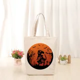 Halloween Eco Friendly Midnight Dinosaurs Handle Canvas Tote Bag
