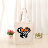 Halloween Eco Friendly Cartoon Cute Mouse Spider Web Handle Canvas Tote Bag