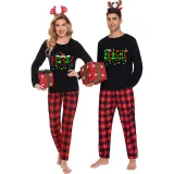 Couple Matching Christmas Pajamas Merry Bright Loungwear Black Pajamas Set