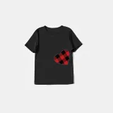 Christmas Matching Family Pajamas Red Plaid Heart Black Pajamas Set