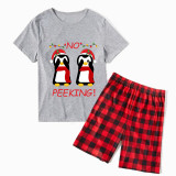 Christmas Matching Family Pajamas Funny No Peeking Penguins Short Pajamas Set