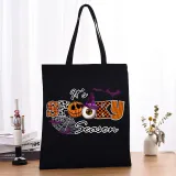 Halloween Eco Friendly It's Spooky Bat Handle Canvas Bottomless Tote Bag