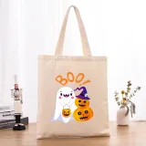 Halloween Eco Friendly BOO Pumpkins Ghost Handle Canvas Bottomless Tote Bag