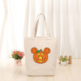 Halloween Eco Friendly Cartoon Jack-o'-lantern Handle Canvas Tote Bag
