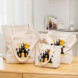 Halloween Eco Friendly Midnight Castles Handle Canvas Tote Bag