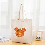 Halloween Eco Friendly Cartoon Jack-o'-lantern Handle Canvas Tote Bag