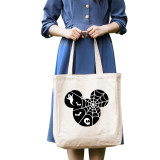 Halloween Eco Friendly Cartoon Mouse Spider Web Handle Canvas Tote Bag