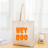 Halloween Eco Friendly Hey Boo Handle Canvas Tote Bag