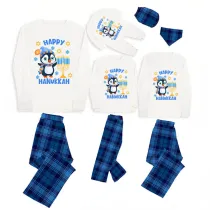 Christmas Matching Family Pajamas Happy Hanukkah Penguins Candlestick Blue Pajamas Set