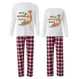 Couple Matching Christmas Pajamas His Or Her Otter Half Loungwear White Pajamas Set