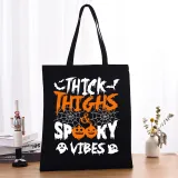 Halloween Eco Friendly Thick Thighs Spooky Vibes Handle Canvas Bottomless Tote Bag