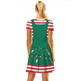 Women Christmas A-Line Short Sleeve Round Neck Elf Ugly Dress