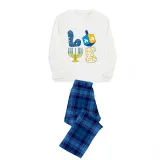 Christmas Matching Family Pajamas Happy Hanukkah Love Candlestick Blue Pajamas Set