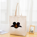 Halloween Eco Friendly Cartoon Mouse Bat Handle Canvas Tote Bag