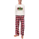 Couple Matching Christmas Pajamas Merry Bright Loungwear White Pajamas Set