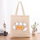 Halloween Eco Friendly Cute Ghost Boo Handle Canvas Bottomless Tote Bag