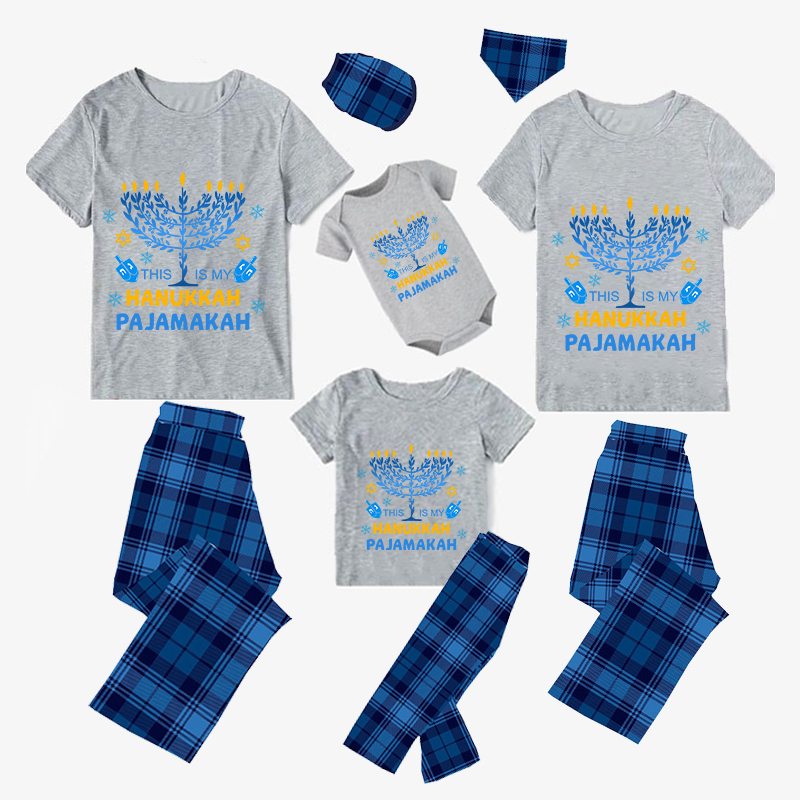 Christmas Matching Family Pajamas This is My Happy Hanukkah Blue Short Pajamas Set