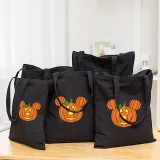 Halloween Eco Friendly Cartoon Jack-o'-lantern Handle Canvas Bottomless Tote Bag