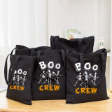 Halloween Eco Friendly BOO Skull Crew Handle Canvas Bottomless Tote Bag