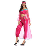 Women Halloween 3 Pieces Princess Jasmine Costume Cosplay