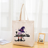 Halloween Eco Friendly Happy Halloween Witch Handle Canvas Tote Bag