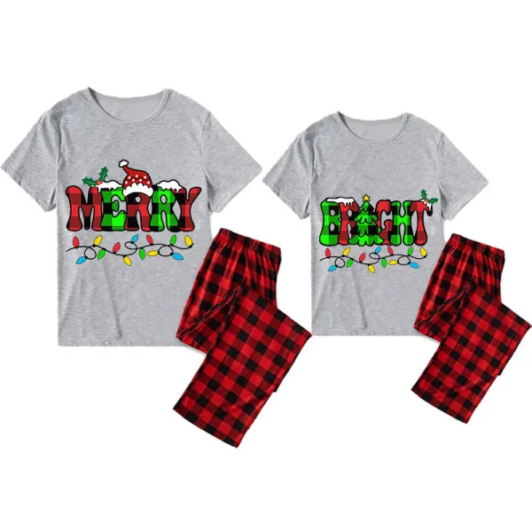 Couple Matching Christmas Pajamas Merry Bright Loungwear Short Pajamas Set