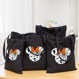 Halloween Eco Friendly Cartoon Cute Mouse Spider Web Handle Canvas Bottomless Tote Bag