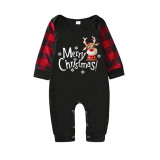 Christmas Matching Family Pajamas Merry Christmas Snowflake Deer Black Pajamas Set