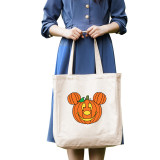 Halloween Eco Friendly Cartoon Jack-o'-lantern Handle Canvas Tote Bag