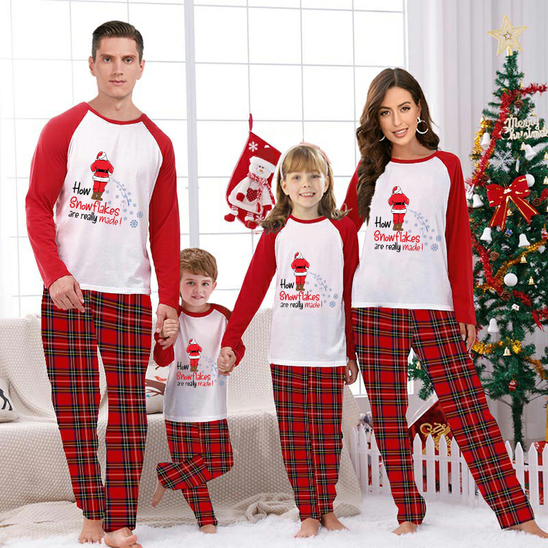 Christmas Matching Family Pajamas Funny Santa How Snowflakes are Really Made Gray Pajamas Set