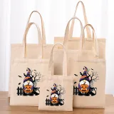 Halloween Eco Friendly CuPumpkins Gnomie Handle Canvas Bottomless Tote Bag