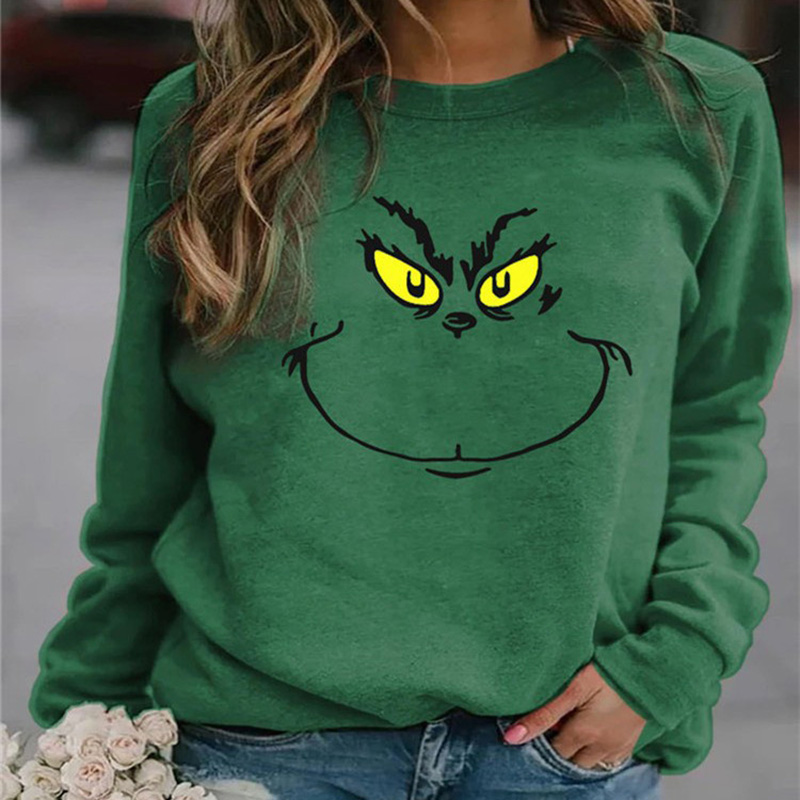 Women Halloween Shirt Monster Printed Long Sleeve Sweatshirt