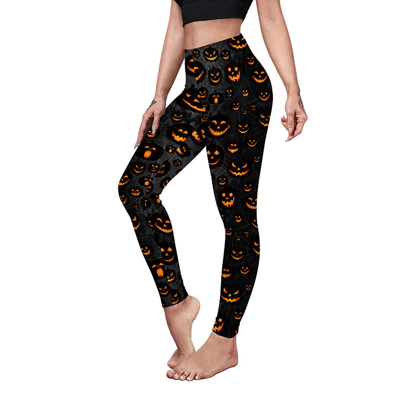 Women Pumpkins Ghost Prints Stretch Slim Yoga Pants Halloween Costume