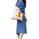 Halloween Eco Friendly BOO Pumpkins Ghost Handle Canvas Bottomless Tote Bag