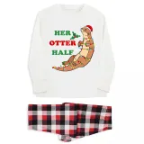 Couple Matching Christmas Pajamas His Or Her Otter Half Loungwear White Pajamas Set