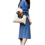 Halloween Eco Friendly Cartoon Cute Mouse Spider Web Handle Canvas Bottomless Tote Bag