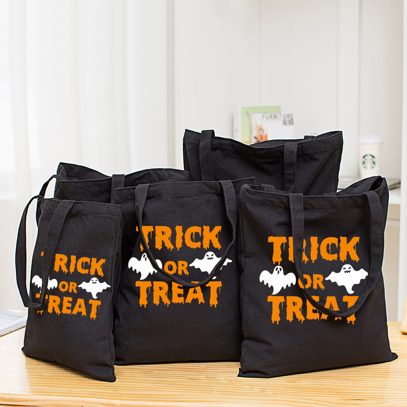 Halloween Eco Friendly Trick or Treat Handle Canvas Bottomless Tote Bag