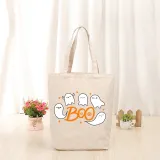 Halloween Eco Friendly Cute Ghost Boo Handle Canvas Tote Bag