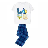 Christmas Matching Family Pajamas Happy Hanukkah Love Candlestick Blue Short Pajamas Set