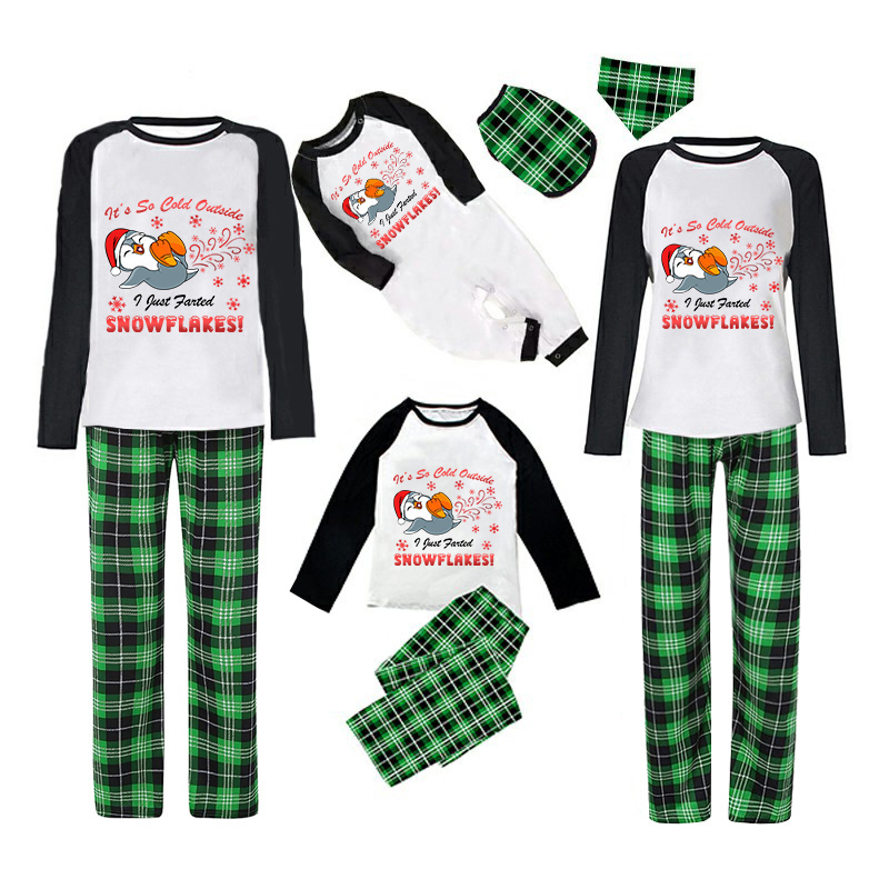 Christmas Matching Family Pajamas Funny It's So Code Outside Farted Snowflakes Green Pajamas Set